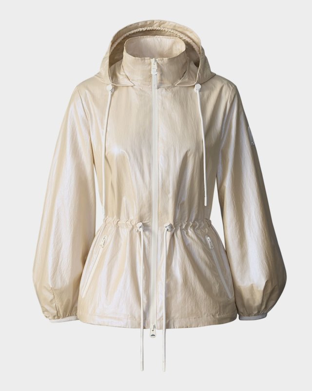 Isha Windproof Cinched Metallic Rain Jacket